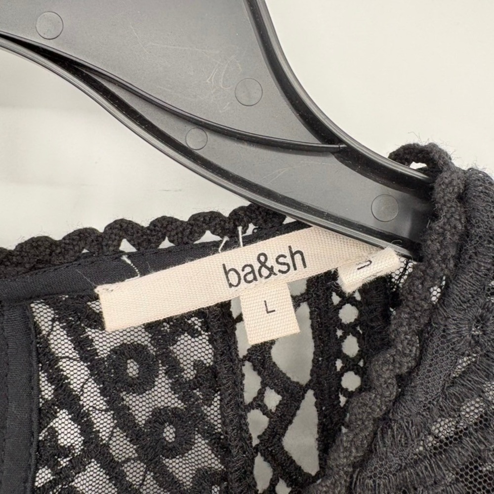 Ba&sh Black Lace Long Sleeve Maxi Dress Keyhole Neckline Sz L Witchy Whimsygoth - Picture 3 of 9